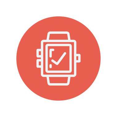 Smartwatch with checj sign thin line icon
