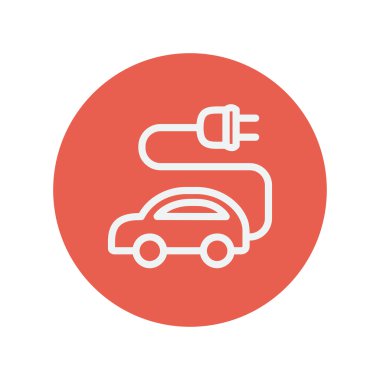 Elektrikli otomobil ince çizgi simgesi