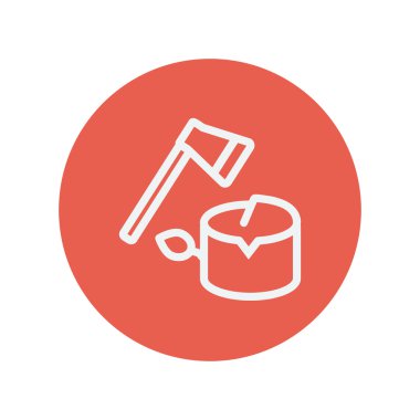 Balta ve ahşap ince çizgi simgesi