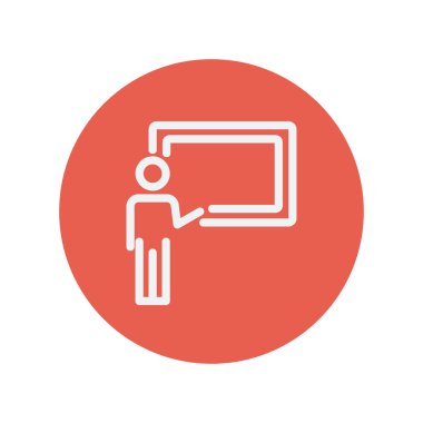 Profesör önünde bir yazı tahtası ince çizgi simgesi