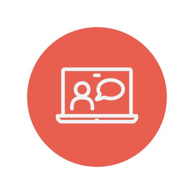 Laptop ve fare çevrimiçi öğretici ince çizgi simgesi