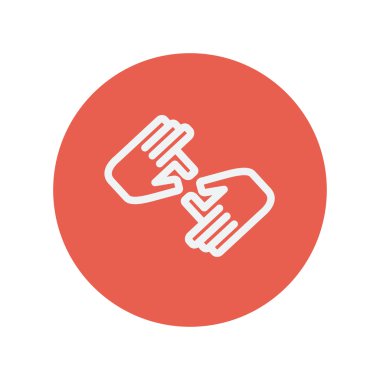 İki eller ince çizgi simgesi