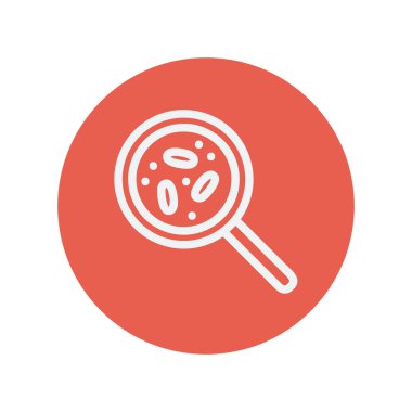 Microorganism under magnifier thin line icon
