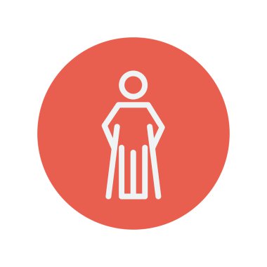 Yaralı adam koltuk değneği ince çizgi simgesiyle