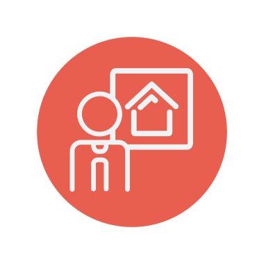 Emlakçı konuşma ince çizgi simgesini