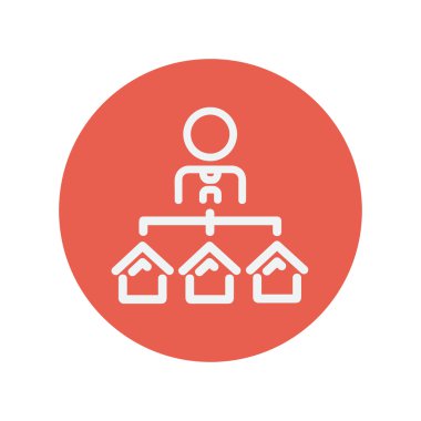 Ajan üç ev Satılık ince çizgi simgesi ile