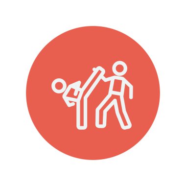 Karate savaşçıları ince çizgi simgesi