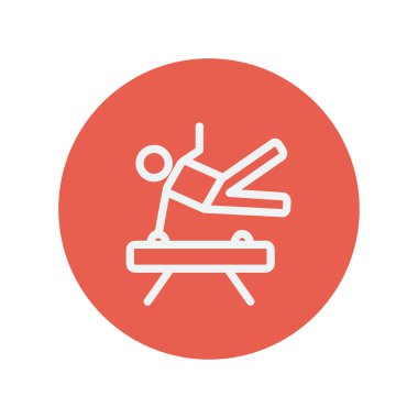 Gymnast on pommel horse thin line icon clipart