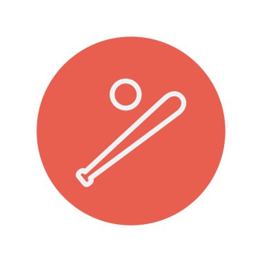 Beyzbol sopası ve topu ince çizgi simgesi