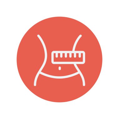 Slimming body with measuring tape thin line icon