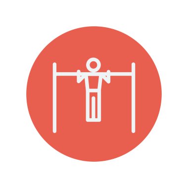 Pull up exercise in a bar thin line icon