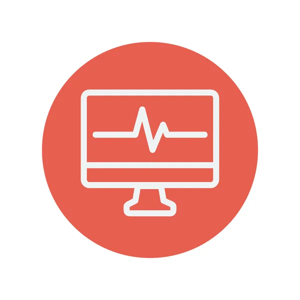 Affichage du battement de cœur dans l'icône de ligne mince moniteur — Image vectorielle