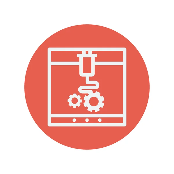 Three D printer with infographic design thin line icon — 스톡 벡터