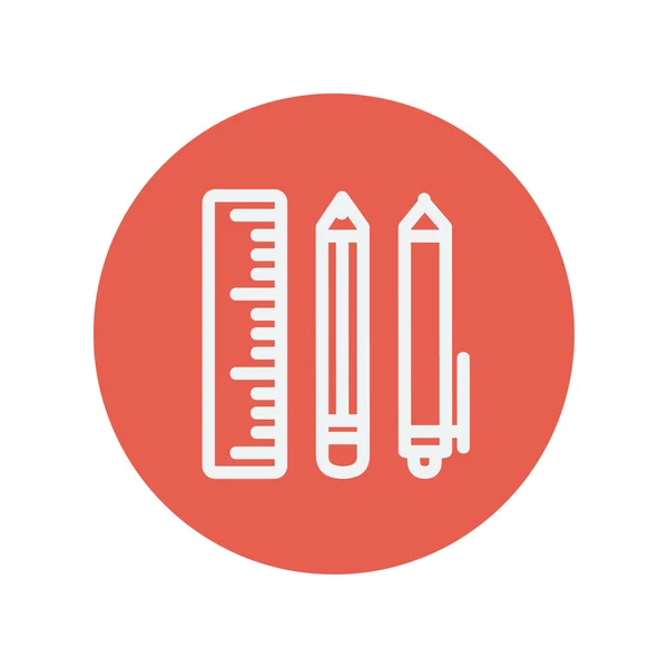 Fournitures scolaires icône de ligne mince — Image vectorielle