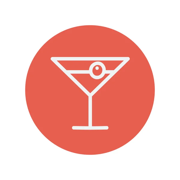Cocktail drinken met cherry dunne lijn pictogram — Stockvector