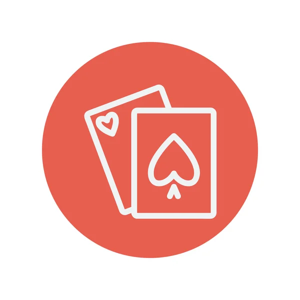 Jogando cartas ícone de linha fina — Vetor de Stock