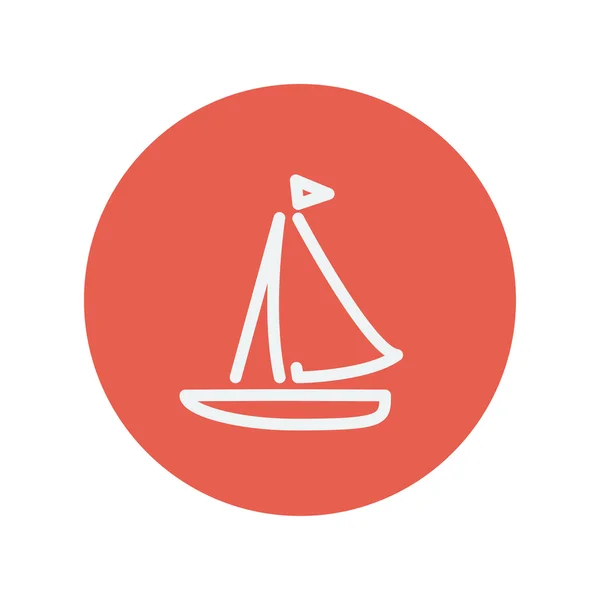 Barca a vela icona linea sottile — Vettoriale Stock