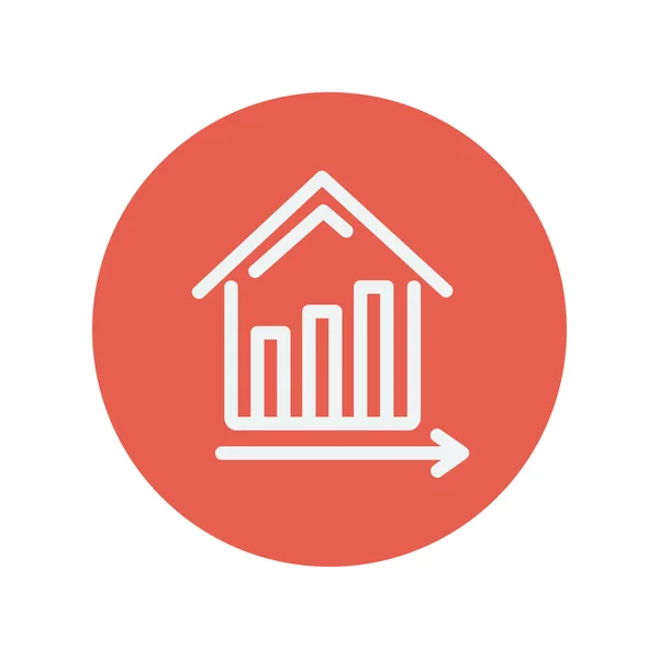 Gráfico mostrando crescimento imobiliário financeiro ícone de linha fina — Vetor de Stock