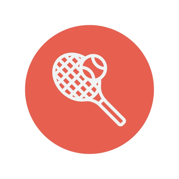Raquete de tênis e bola ícone de linha fina — Vetor de Stock