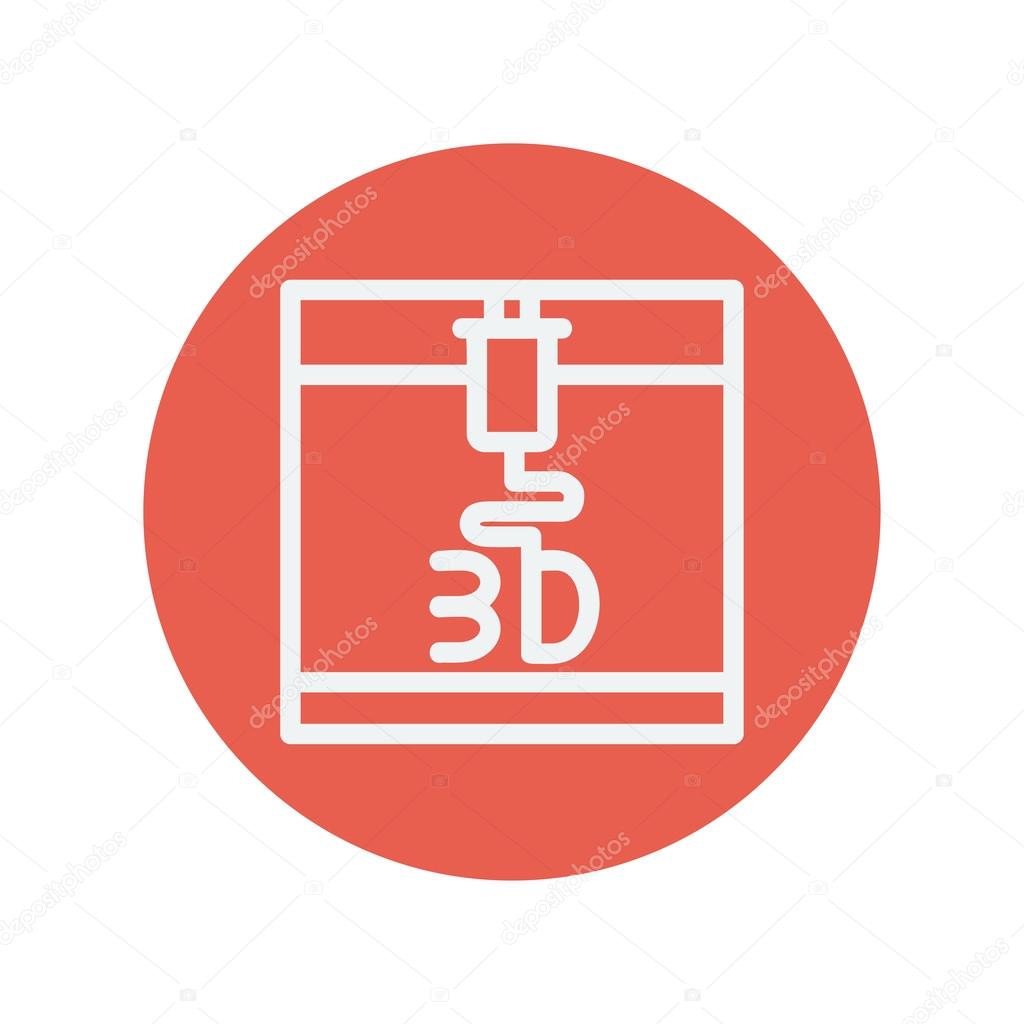 Three D printer thin line icon