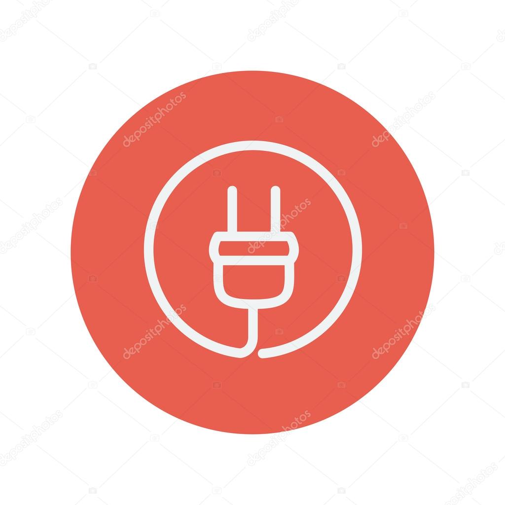 Electrical plug thin line icon