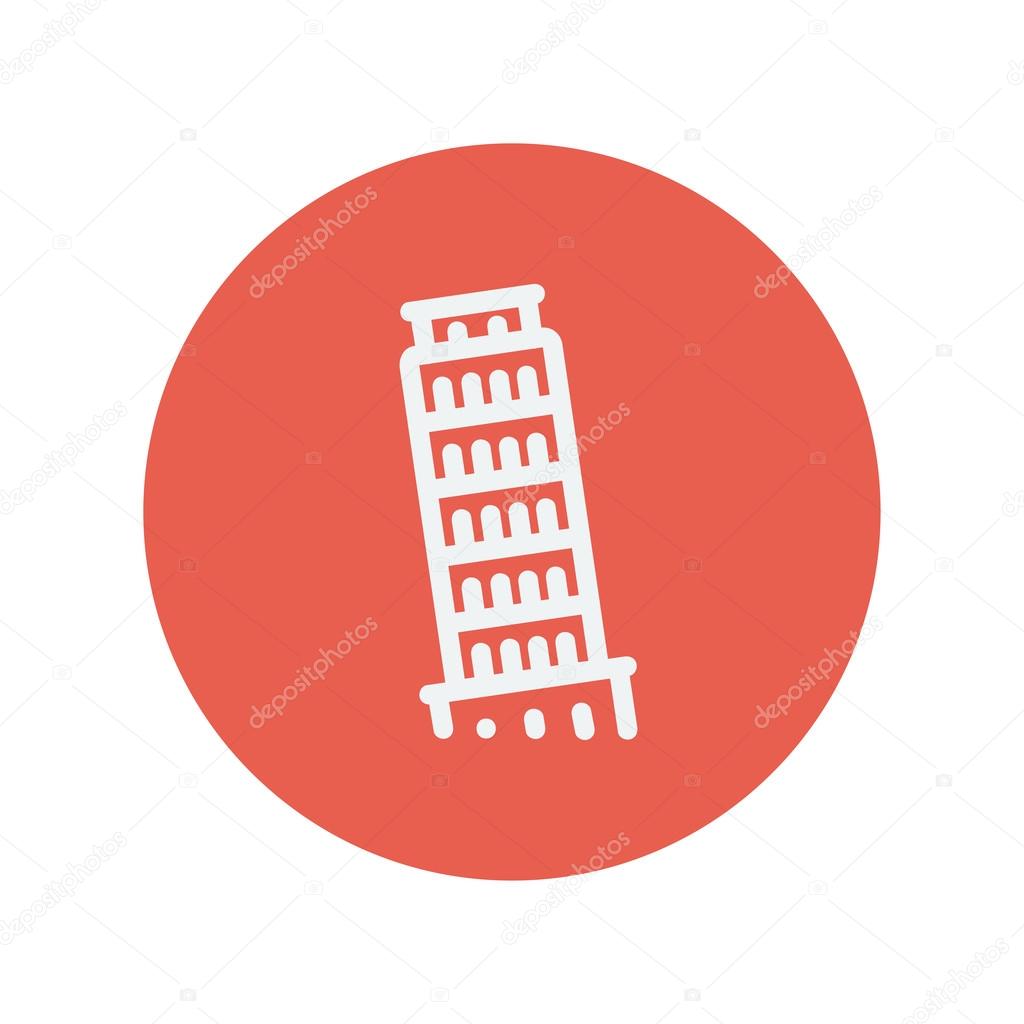 The leaning tower of pisa thin line icon