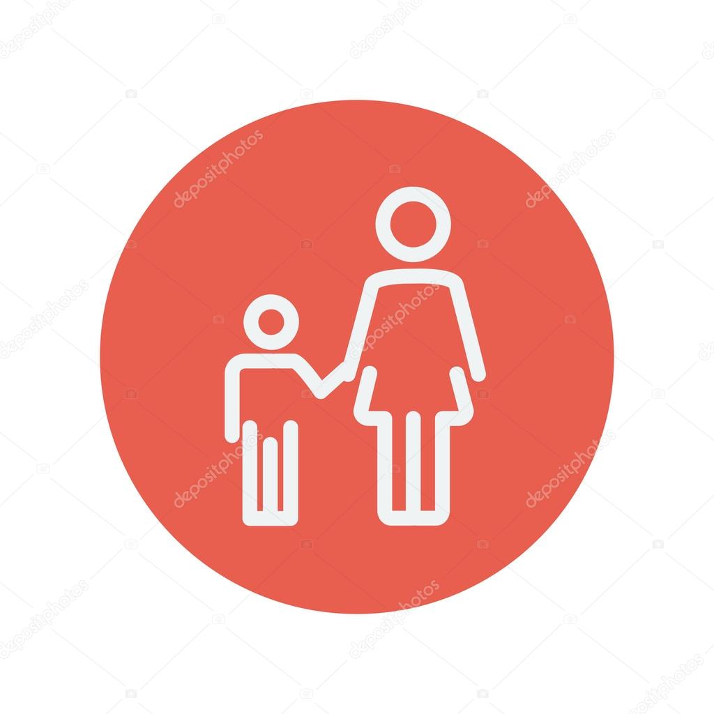 Mother and child thin line icon