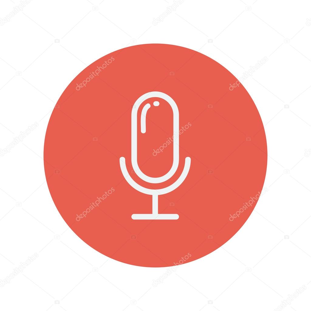 Old microphone thin line icon