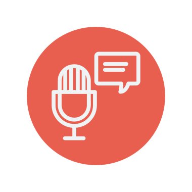 Microphone with speech bubble thin line icon clipart