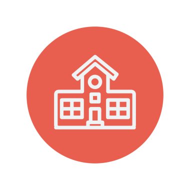 Okul binası ince çizgi simgesi