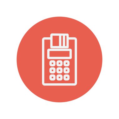 Electric calculator with paper thin line icon