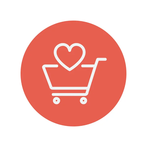 Shopping cart with heart thin line icon — Stock Vector