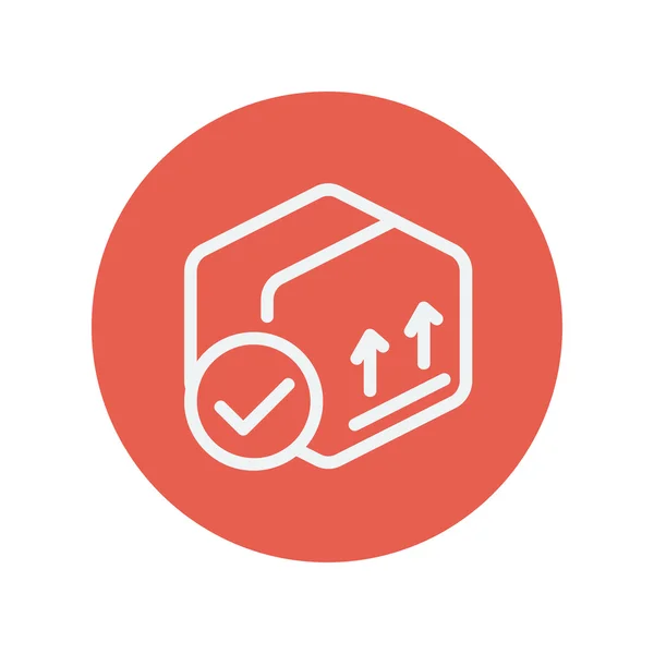 Caja con marca de validación icono de línea delgada — Vector de stock