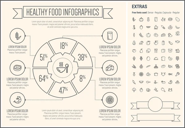 Инфографический шаблон линии здорового питания — стоковый вектор