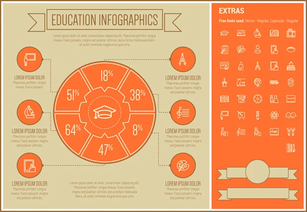 Education Line Design Infographic Template — Stock Vector