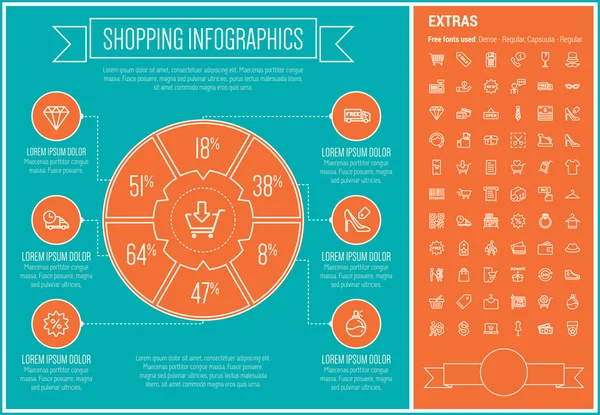Shopping Line Design Infografik Vorlage — Stockvektor