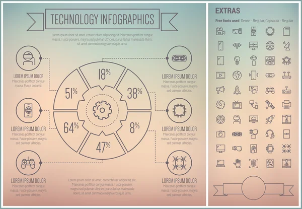 Modelo de Infográfico de Design de Linha de Tecnologia — Vetor de Stock