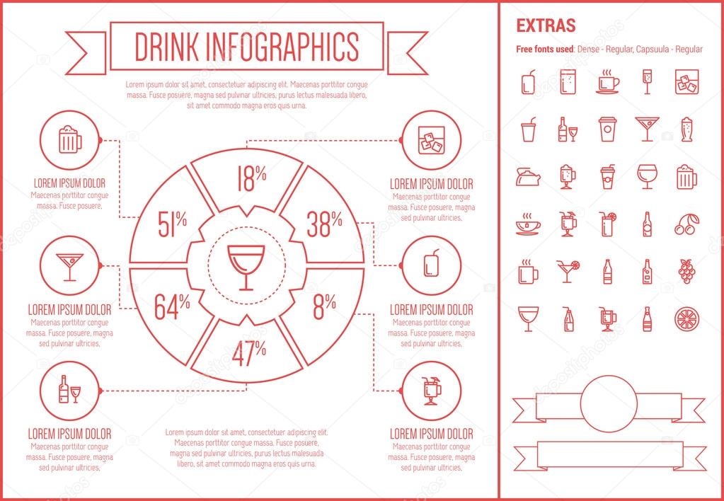 Drink Line Design Infographic Template