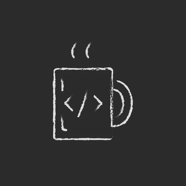Муг з гарячою кавою, намальованою крейдою — стоковий вектор