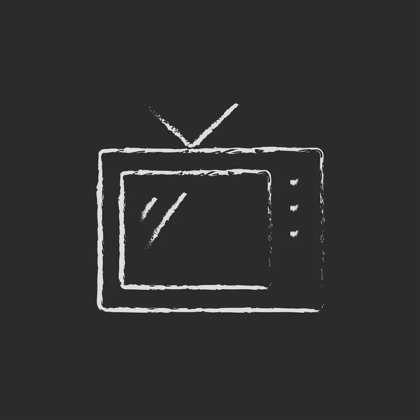 Televisão retro desenhada em giz — Vetor de Stock