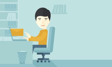 Young happy japanese man