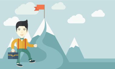 Japanese businessman holding his bag. vector