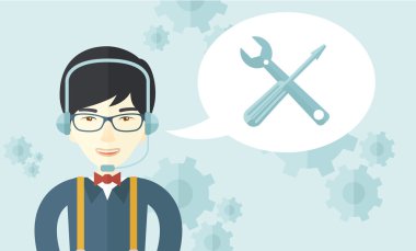 Japanese operator with headset as customer service