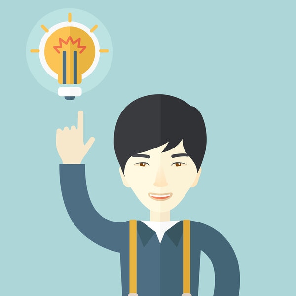 Asian guy having a good idea.