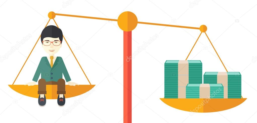 Businessman on a balance scale