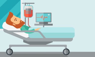 Patient in hospital bed being monitored clipart