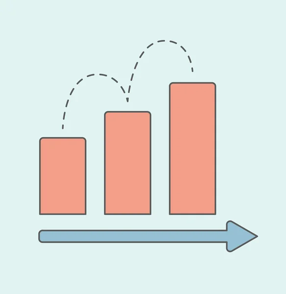 Gráfico de negocio con barra ascendente roja . — Vector de stock