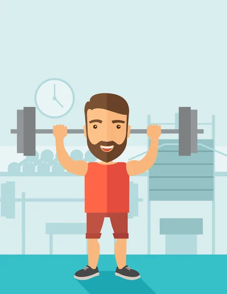 Handsome man lifting a barbell — Stock Vector