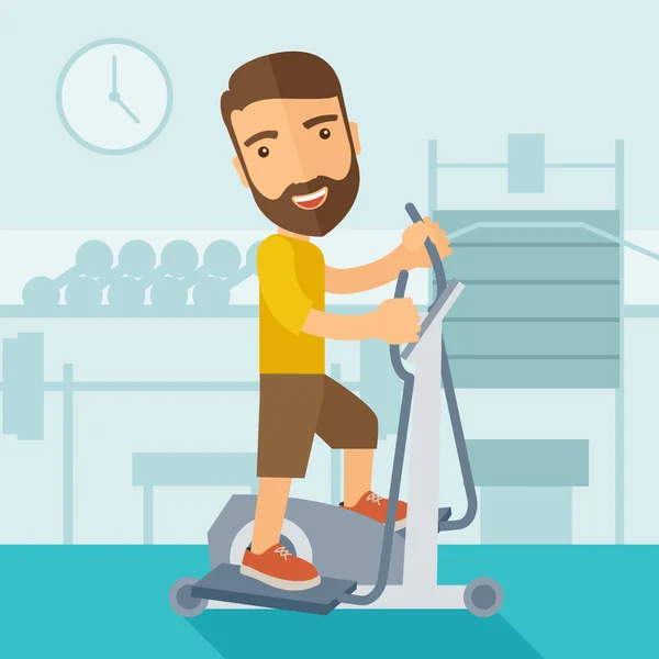 Hombre en ejercicios de entrenamiento deportivo gimnasio . — Vector de stock