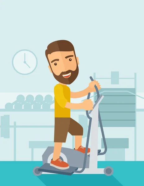 Hombre en ejercicios de entrenamiento deportivo gimnasio . — Vector de stock